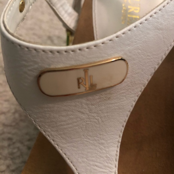 White Ralph Lauren designer wedge sandals - Picture 2 of 5